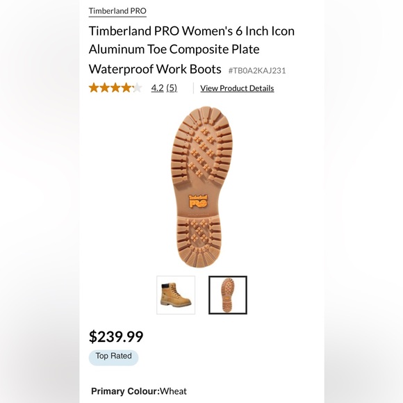 Timberland PRO Women 6 Inch Icon Toe Composite Plate Waterproof Work Boots- New - Picture 5 of 5